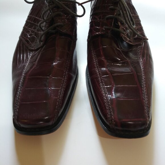 Stacy Adams Reptile Leather Lace-up Dress Shoe Oxblood 11M main image 4